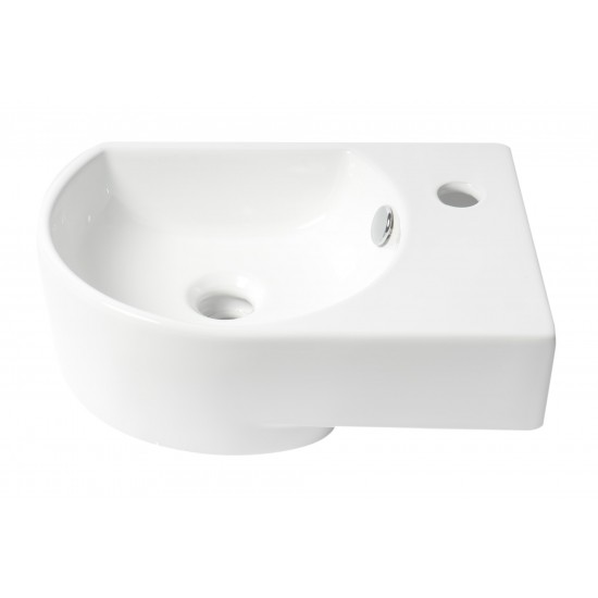 ALFI brand ABC119 White 16" Small Wall Mounted Ceramic Sink with Faucet Hole