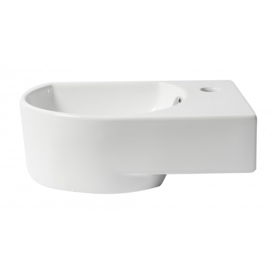 ALFI brand ABC119 White 16" Small Wall Mounted Ceramic Sink with Faucet Hole