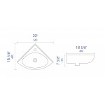 ALFI brand ABC120 White 22" Corner Wall Mounted Ceramic Sink with Faucet Hole