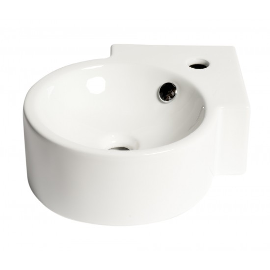 ALFI brand White 17" Tiny Corner Wall Mounted Ceramic Sink with Faucet Hole
