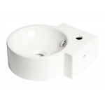 ALFI brand White 17" Tiny Corner Wall Mounted Ceramic Sink with Faucet Hole