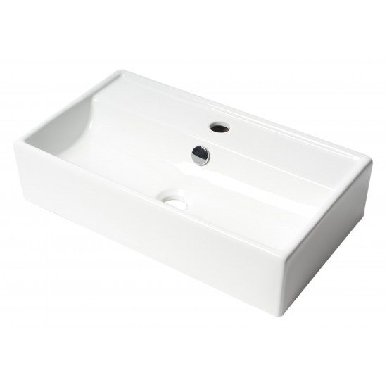 ALFI brand White 22" Rectangular Wall Mounted Ceramic Sink with Faucet Hole