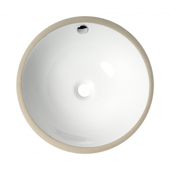 ALFI brand ABC601 White 17" Round Undermount Ceramic Sink