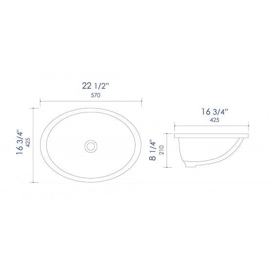 ALFI brand ABC602 White 23" Oval Undermount Ceramic Sink