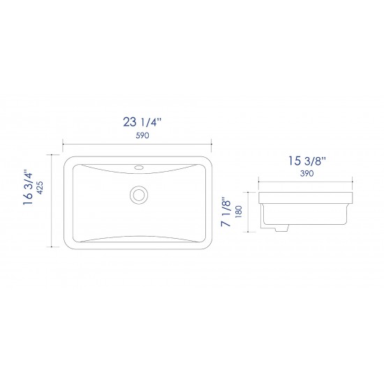 ALFI brand ABC603 White 24" Rectangular Undermount Ceramic Sink