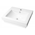 ALFI brand White 24" Rectangular Semi Recessed Ceramic Sink with Faucet Hole