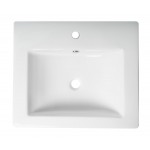 ALFI brand White 24" Rectangular Semi Recessed Ceramic Sink with Faucet Hole