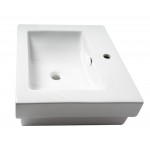 ALFI brand White 24" Rectangular Semi Recessed Ceramic Sink with Faucet Hole