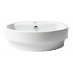 ALFI brand ABC702 White 19" Round Semi Recessed Ceramic Sink with Faucet Hole