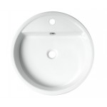 ALFI brand ABC702 White 19" Round Semi Recessed Ceramic Sink with Faucet Hole