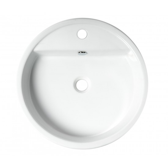 ALFI brand ABC702 White 19" Round Semi Recessed Ceramic Sink with Faucet Hole