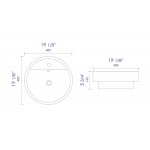 ALFI brand ABC702 White 19" Round Semi Recessed Ceramic Sink with Faucet Hole