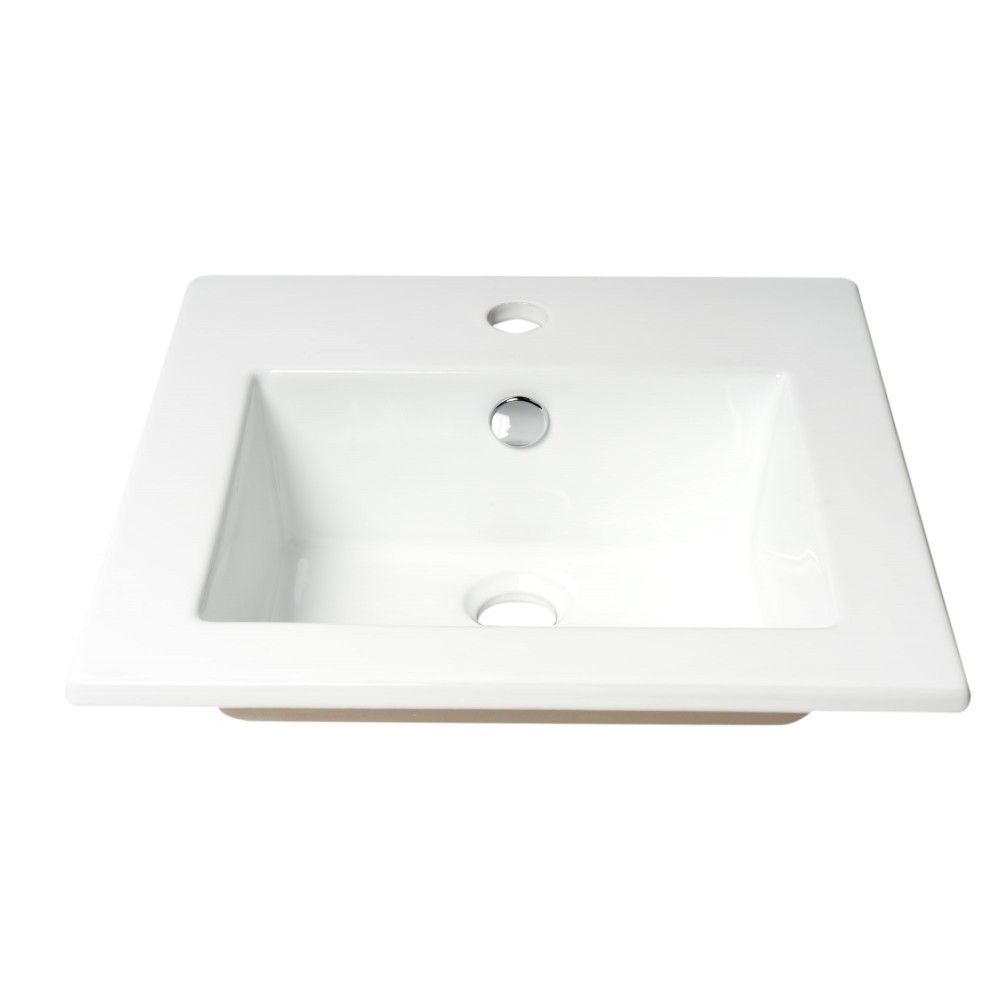 ALFI brand ABC801 White 17" Square Drop In Ceramic Sink with Faucet Hole