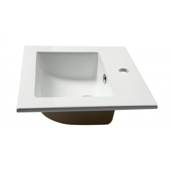 ALFI brand ABC801 White 17" Square Drop In Ceramic Sink with Faucet Hole