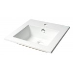 ALFI brand ABC801 White 17" Square Drop In Ceramic Sink with Faucet Hole