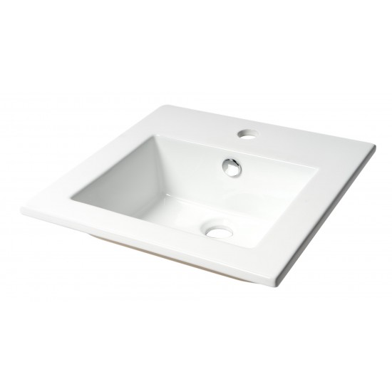 ALFI brand ABC801 White 17" Square Drop In Ceramic Sink with Faucet Hole