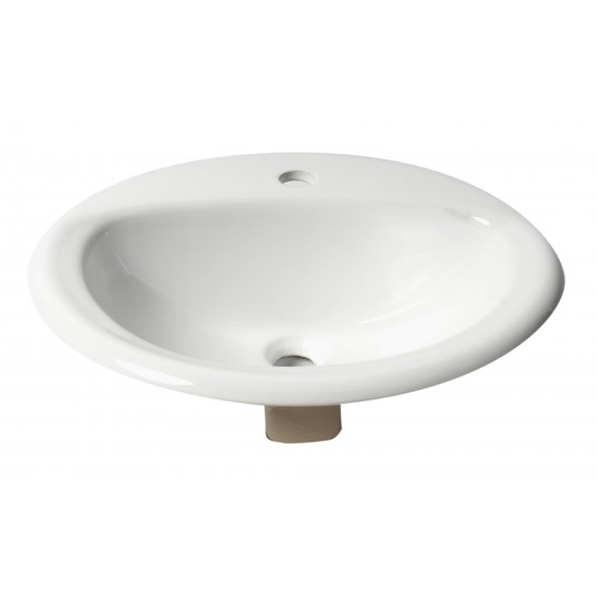 ALFI brand ABC802 White 21" Oval Drop In Ceramic Sink with Faucet Hole