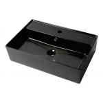 ALFI brand Black 24" Rectangular Above Mount Ceramic Sink with Faucet Hole