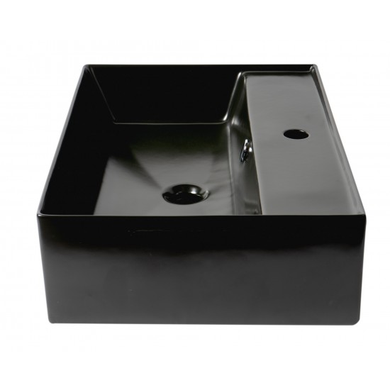 ALFI brand Black 24" Rectangular Above Mount Ceramic Sink with Faucet Hole