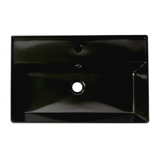 ALFI brand Black 24" Rectangular Above Mount Ceramic Sink with Faucet Hole