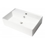 ALFI brand White 24" Rectangular Above Mount Ceramic Sink with Faucet Hole