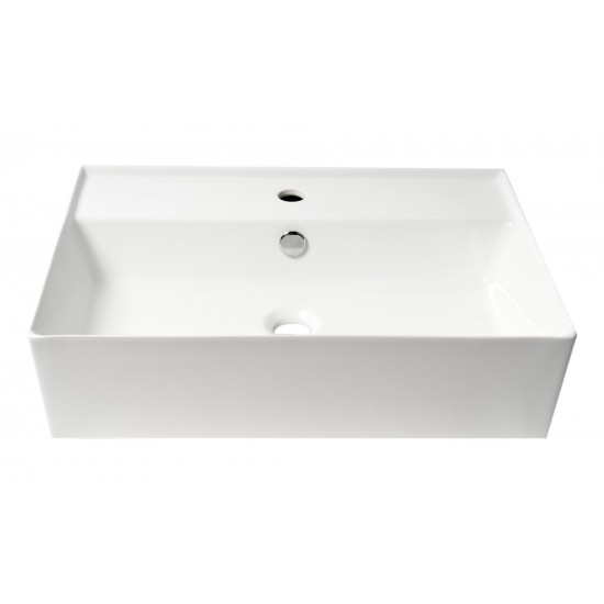 ALFI brand White 24" Rectangular Above Mount Ceramic Sink with Faucet Hole