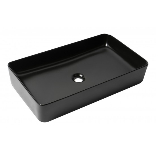 ALFI brand ABC902-BM Black Matte 24" Modern Rectangular Above Mount Ceramic Sink