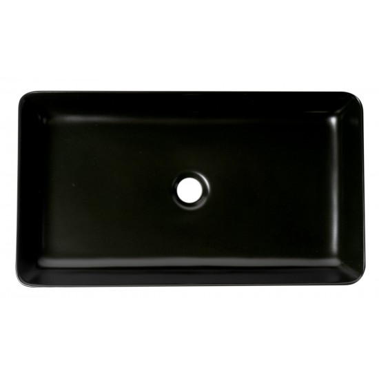 ALFI brand ABC902-BM Black Matte 24" Modern Rectangular Above Mount Ceramic Sink