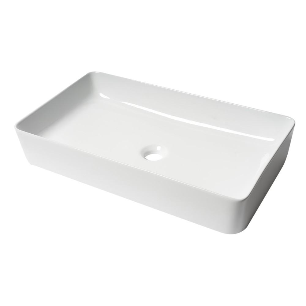 ALFI brand ABC902-W White 24" Modern Rectangular Above Mount Ceramic Sink