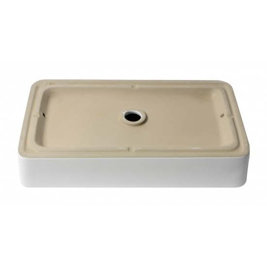 ALFI brand ABC902-W White 24" Modern Rectangular Above Mount Ceramic Sink