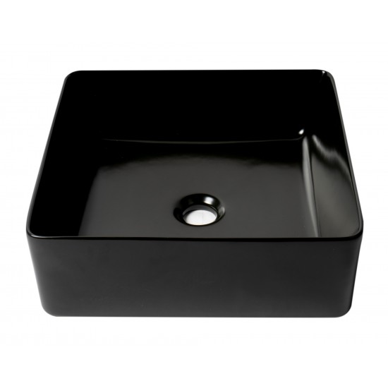 ALFI brand ABC903-BM Black Matte 16" Modern Square Above Mount Ceramic Sink