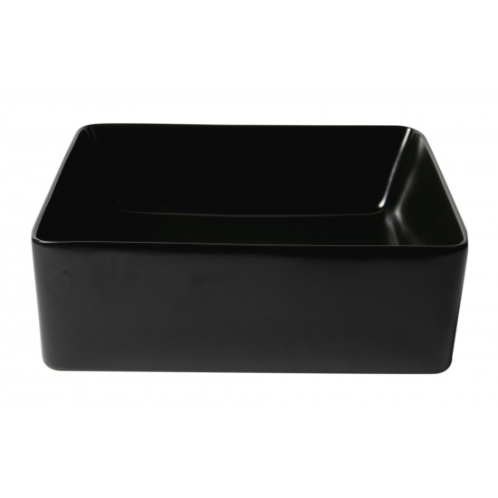 ALFI brand ABC903-BM Black Matte 16" Modern Square Above Mount Ceramic Sink