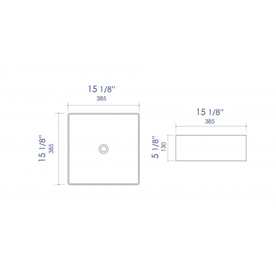 ALFI brand ABC903-W White 16" Modern Square Above Mount Ceramic Sink