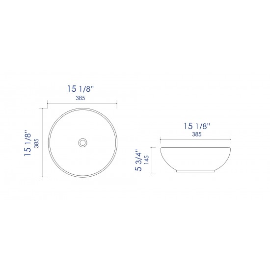 ALFI brand ABC905 White 15" Round Vessel Bowl Above Mount Ceramic Sink