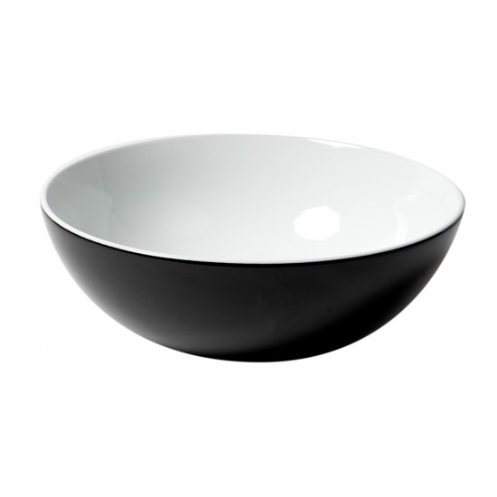 ALFI brand ABC906 Black & White 15" Round Vessel Above Mount Ceramic Sink