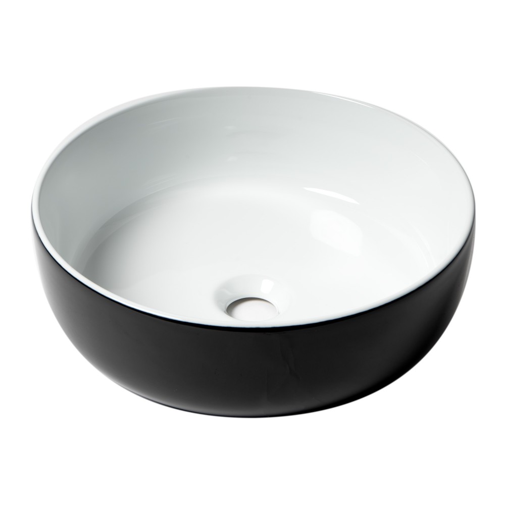 ALFI brand ABC908 Black & White 15" Round Above Mount Ceramic Sink