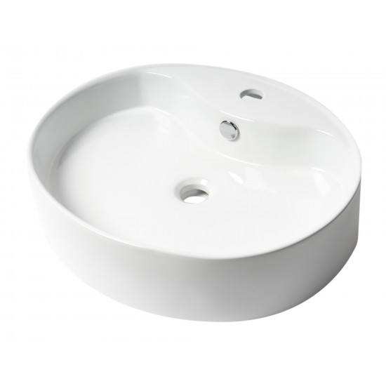 ALFI brand ABC910 White 22" Oval Above Mount Ceramic Sink with Faucet Hole