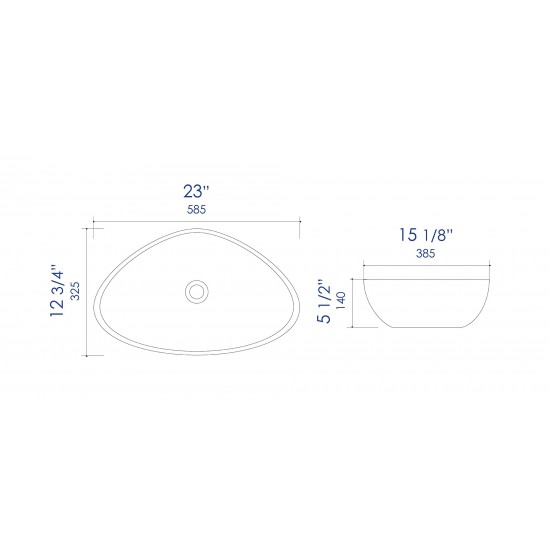 ALFI brand ABC914 White 23" Fancy Above Mount Ceramic Sink