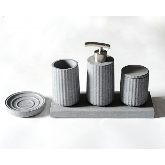 ALFI brand ABCO1001 5 Piece Solid Concrete Gray Matte Bathroom Accessory Set