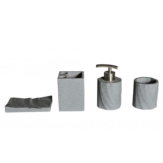 ALFI brand ABCO1019 4 Piece Solid Concrete Gray Matte Bathroom Accessory Set