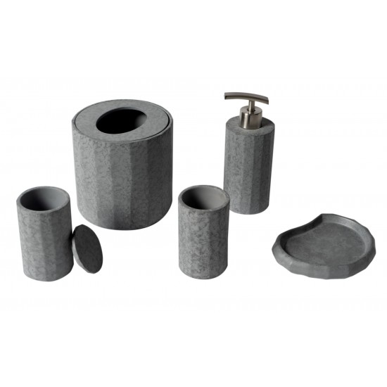 ALFI brand ABCO1022 5 Piece Solid Concrete Gray Matte Bathroom Accessory Set