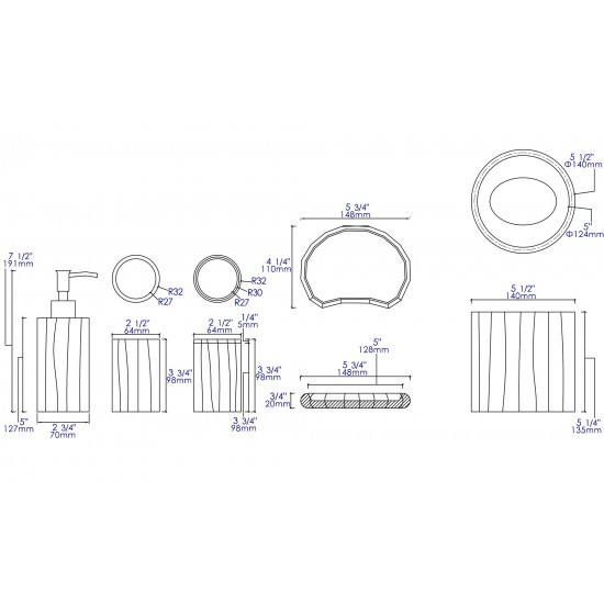 ALFI brand ABCO1022 5 Piece Solid Concrete Gray Matte Bathroom Accessory Set