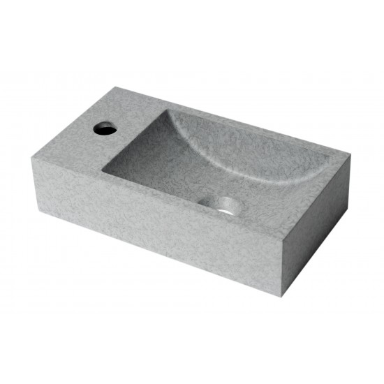 ALFI brand 16" Small Rectangular Solid Concrete Gray Wall Mounted Bathroom Sink