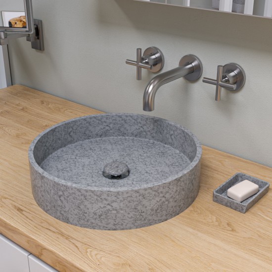 ALFI brand ABCO17R 17" Round Solid Concrete Gray Matte Above Mount Bathroom Sink