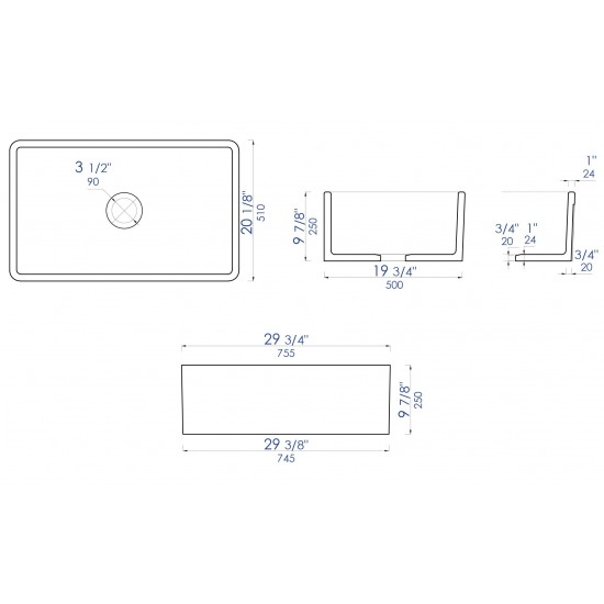 ALFI brand 30 inch Reversible Single Fireclay Farmhouse Kitchen Sink