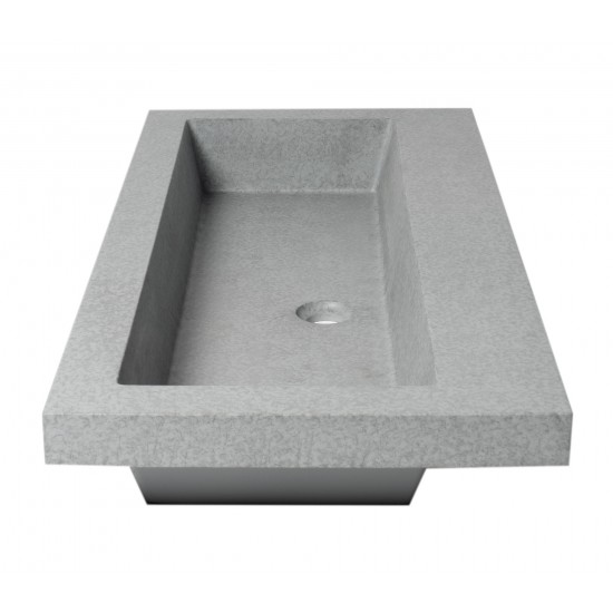 ALFI brand ABCO40TR 40" Solid Concrete Gray Matte Trough Sink for the Bathroom