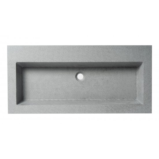 ALFI brand ABCO40TR 40" Solid Concrete Gray Matte Trough Sink for the Bathroom