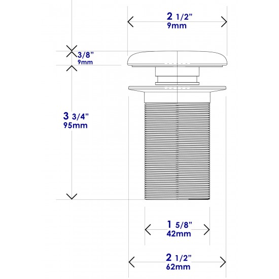 ALFI brand ABCO7055 Solid Concrete Gray Matte Cap Bathroom Sink Drain