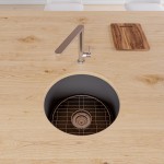 ALFI brand Black Matte Round 18" x 18" Undermount / Drop In Fireclay Prep Sink