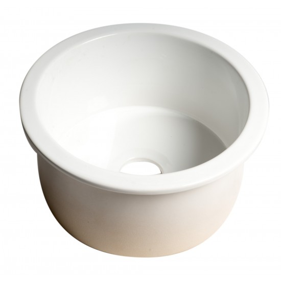 ALFI brand White Round 18" x 18" Undermount / Drop In Fireclay Prep Sink